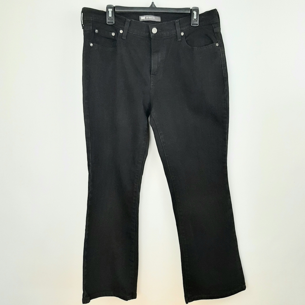Levi's 515 Womens Boot Cut Black Denim Jeans High Rise Size 14S 32 x 30 Festival